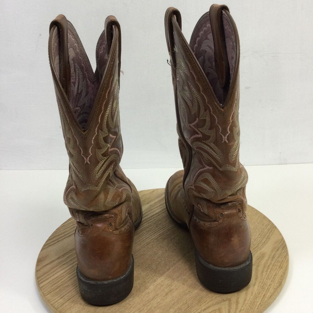 Ariat Womens Heritage Boots Leather Western Stitch Mid Calf Brown Size 7B - Picture 3 of 14